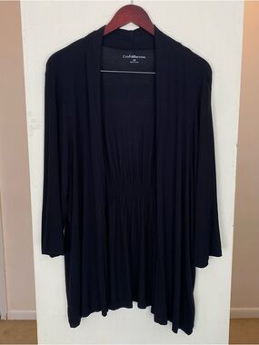 Croft & Barrow Lightweight Black Cardigan Open Front 3/4 Sleeve Womens Plus 1X